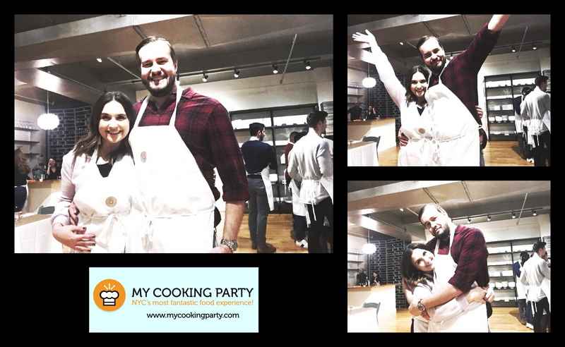 happy couple at cooking class in New York City