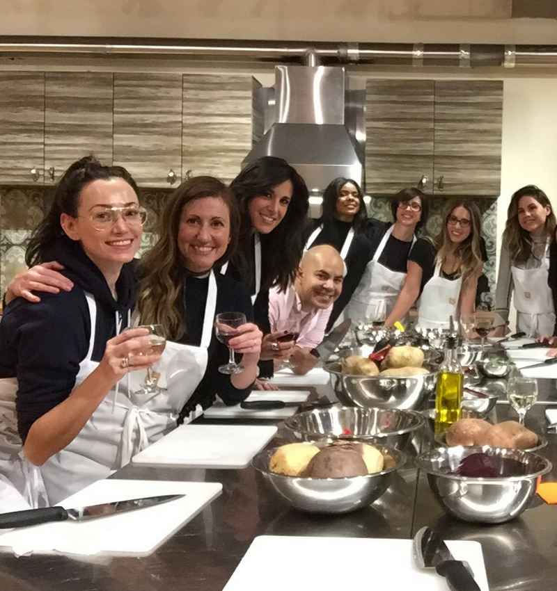 corporate team at cooking station