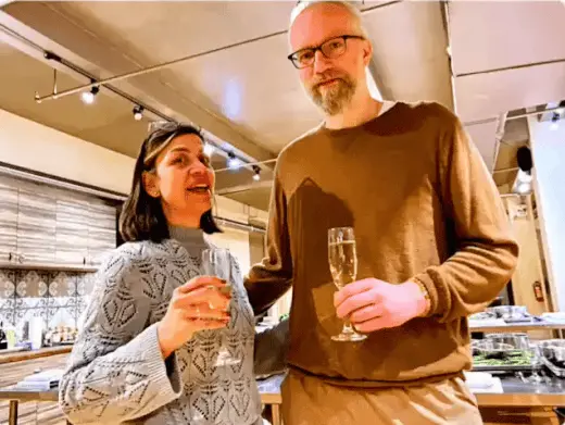 couple at cooking party